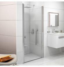 Душевая дверь в нишу Ravak CSD1-80 Transparent, профиль блестящий, распашная, стекло прозрачное