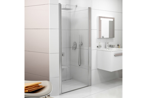 Душевая дверь в нишу Ravak CSD1-80 Transparent, профиль блестящий, распашная, стекло прозрачное