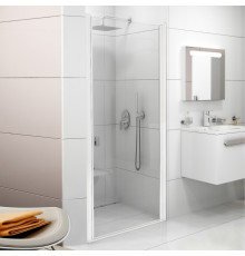 Душевая дверь в нишу Ravak CSD1-80 Transparent, профиль белый, распашная, стекло прозрачное