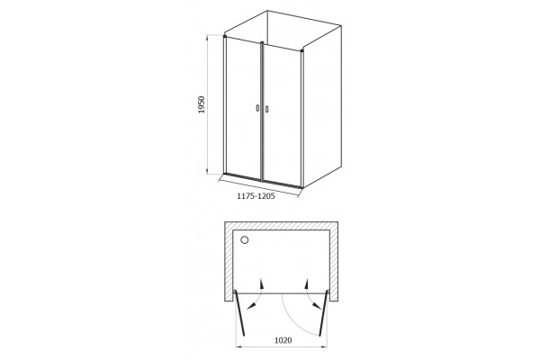 Душевая дверь в нишу Ravak CSDL2-120 Transparent, профиль сатин, распашная, стекло прозрачное
