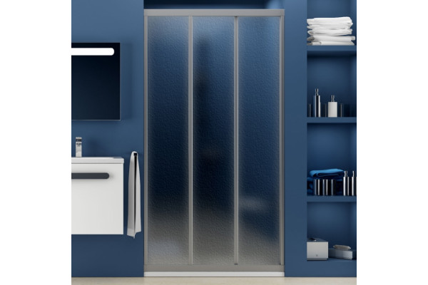 Душевая дверь в нишу Ravak ASDP3-100 Pearl, профиль сатин, раздвижная, стекло рифленое