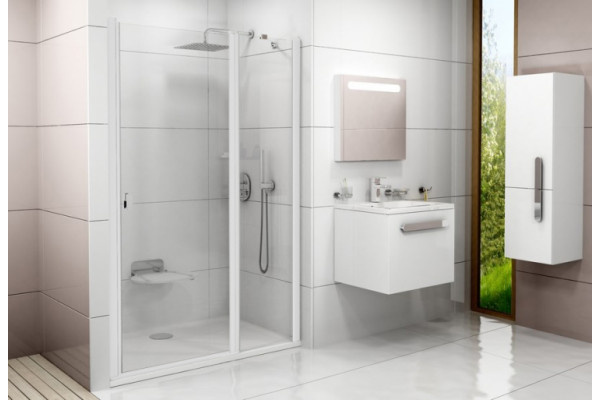 Душевая дверь в нишу Ravak CSD2-120 Transparent, профиль белый, распашная, стекло прозрачное