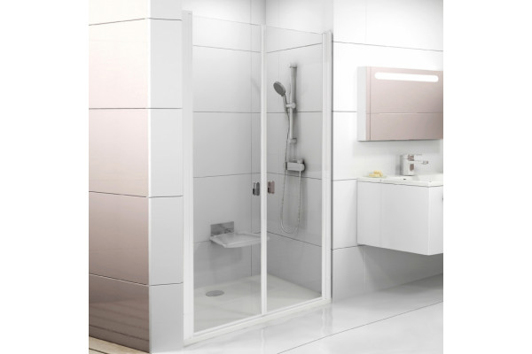 Душевая дверь в нишу Ravak CSDL2-100 Transparent, профиль белый, распашная, стекло прозрачное