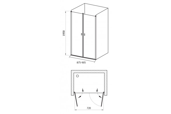 Душевая дверь в нишу Ravak CSDL2-90 Transparent, профиль белый, распашная, стекло прозрачное