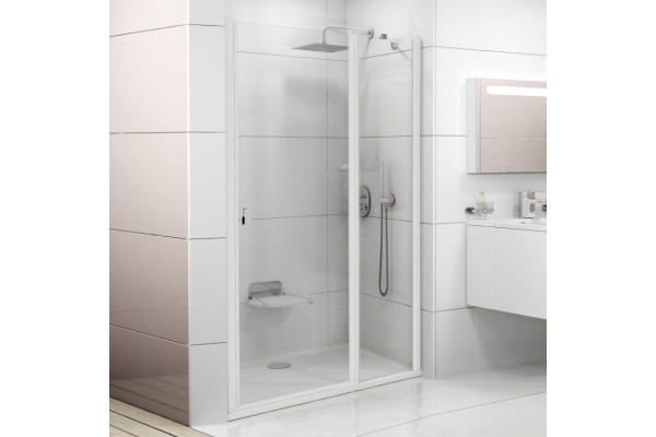 Душевая дверь в нишу Ravak CSD2-110 Transparent, профиль белый, распашная, стекло прозрачное