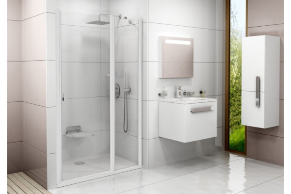 Душевая дверь в нишу Ravak CSD2-110 Transparent, профиль белый, распашная, стекло прозрачное