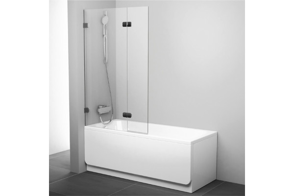 Шторка на ванну Ravak BVS2-100 L Transparent, фурнитура хром, распашная, стекло прозрачное