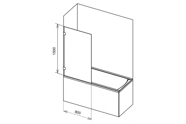 Шторка на ванну Ravak BVS1-80 Transparent, фурнитура хром, стекло прозрачное, с покрытием анти-капля