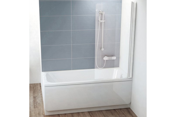 Шторка на ванну Ravak CVS1-80 R Transparent, профиль белый, распашная, стекло прозрачное