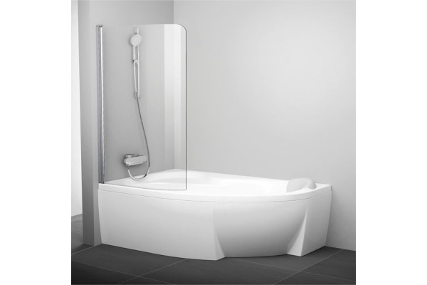 Шторка на ванну Ravak Rosa CVSK1 160/170 L Transparent, профиль блестящий, распашная, стекло прозрачное