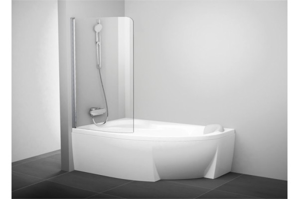 Шторка на ванну Ravak Rosa CVSK1 160/170 L Transparent, профиль блестящий, распашная, стекло прозрачное