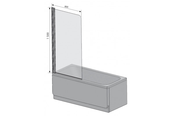 Шторка на ванну Ravak CVS1-80 L Transparent, профиль сатин, распашная, стекло прозрачное