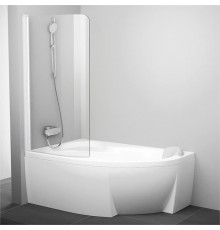 Шторка на ванну Ravak Rosa CVSK1 140/150 L Transparent, профиль белый, распашная, стекло прозрачное