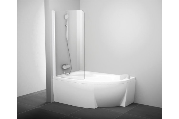 Шторка на ванну Ravak Rosa CVSK1 140/150 L Transparent, профиль белый, распашная, стекло прозрачное