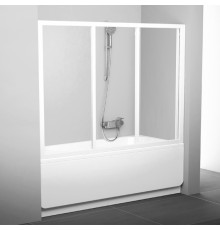 Шторка на ванну Ravak AVDP3-160 Transparent, профиль белый, раздвижная, стекло прозрачное