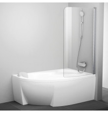 Шторка на ванну Ravak Rosa CVSK1 140/150 R Transparent, профиль блестящий, распашная, стекло прозрачное
