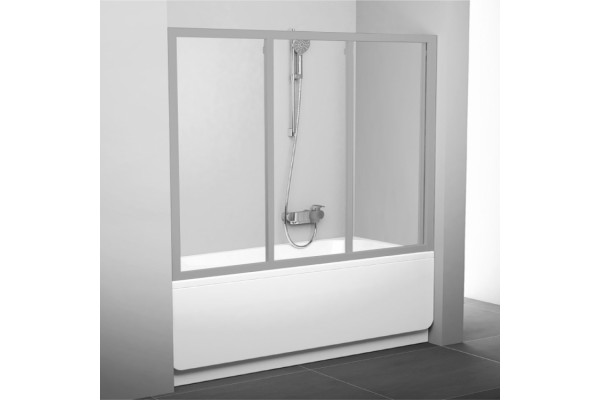 Шторка на ванну Ravak AVDP3-160 Transparent, профиль сатин, раздвижная, стекло прозрачное