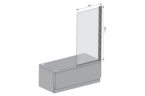 Шторка на ванну Ravak CVS1-80 R Transparent, профиль блестящий, распашная, стекло прозрачное
