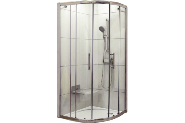 Душевой уголок Ravak XP2CP4-90 Transparent, блестящий профиль, с поддоном и сифоном, четверть круга, двери раздвижные
