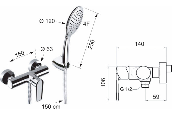 Смеситель для душа Remer Vanity V38 однорычажный, хром
