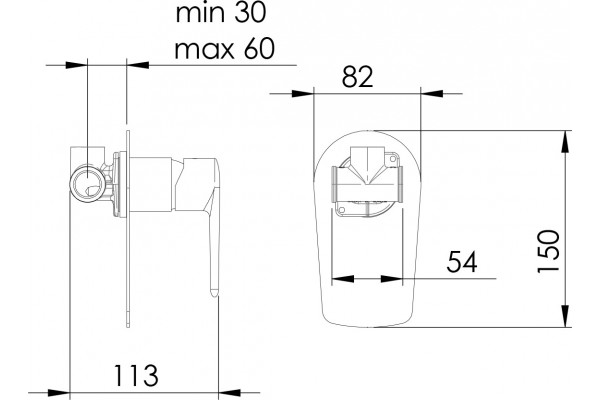 Смеситель для душа Remer Vanity V30 С ВНУТРЕННЕЙ ЧАСТЬЮ однорычажный, хром