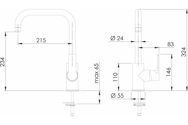 Смеситель для кухни Remer Energy EY72U однорычажный, хром, высота излива 23.4 см
