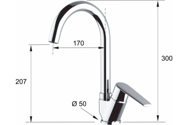 Смеситель для кухни Remer Vanity V42B однорычажный, хром, высота излива 20.7 см