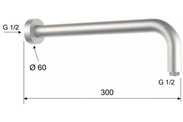 Кронштейн для верхнего душа Remer SS343L30 цвет сталь, штанга 10.5 см