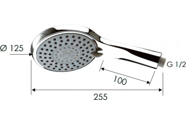 Душевая лейка Remer 318DKX хром, штанга 25.5 см, 4 режима