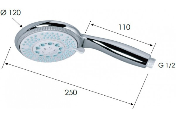 Душевая лейка Remer 318F5X хром, штанга 25 см