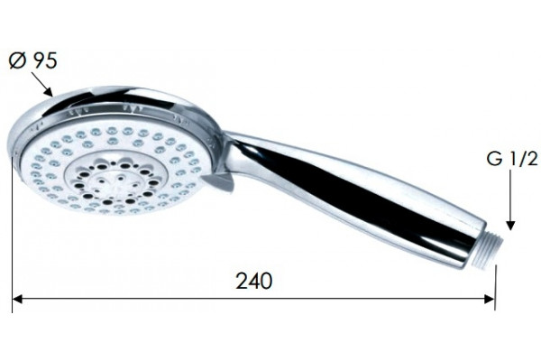 Душевая лейка Remer 318F4X хром, штанга 24 см, 5 режимов