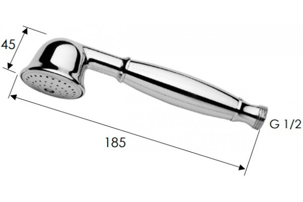 Душевая лейка Remer 323CRX хром, штанга 18.5 см, 1 режим