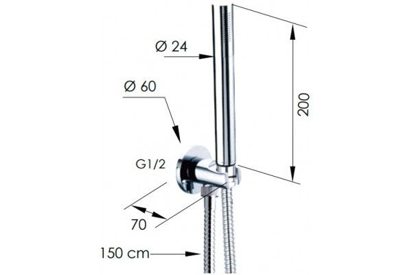 Душевой гарнитур Remer 337M317MM хром, штанга 22 см, шланг 150 см