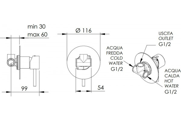 Смеситель для душа Remer X Style X30L С ВНУТРЕННЕЙ ЧАСТЬЮ, белый матовый, однорычажный