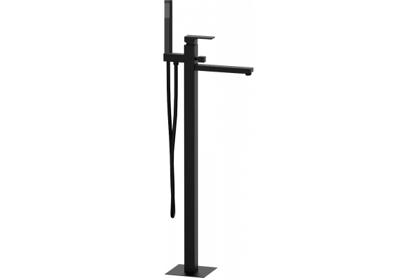 Напольный смеситель для ванны с душем Remer Absolute AU08NO черный матовый, С ВНУТРЕННЕЙ ЧАСТЬЮ, однорычажный, длина излива 24.4 см