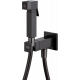 Гигиенический душ Remer Absolute Q64CFP черный брашированный, С ВНУТРЕННЕЙ ЧАСТЬЮ, штанга 15 см, шланг пластиковый 120 см