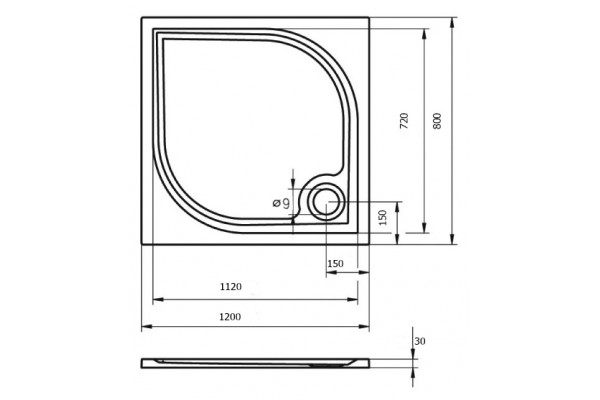 Поддон для душа Riho Kolping DB 33 (120x80 см) прямоугольный, низкий