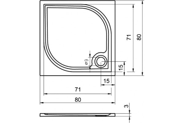 Поддон для душа Riho Kolping DB20 80x80 см квадратный, низкий