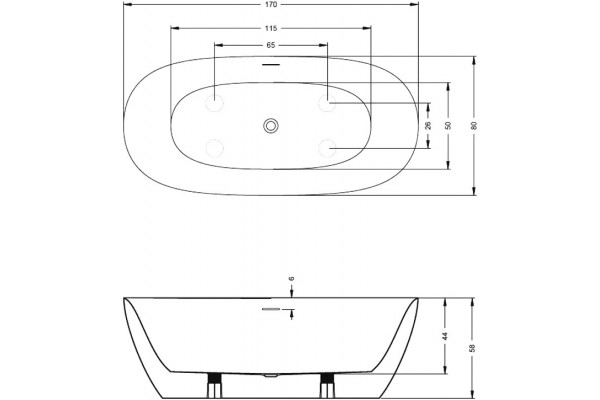 Акриловая ванна Riho Alpha B092001005 170x80 овальная, отдельностоящая