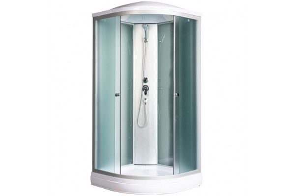 Душевая кабина River Nara Light 80x80х210 МТ профиль хром, стекло матовое, четверть круга, поддон низкий
