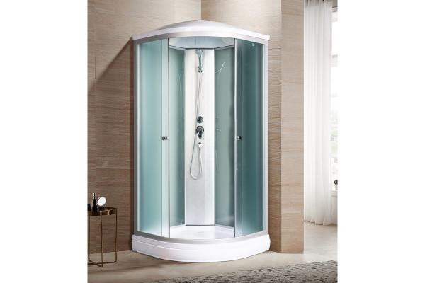 Душевая кабина River Nara Light 80x80х210 МТ профиль хром, стекло матовое, четверть круга, поддон низкий