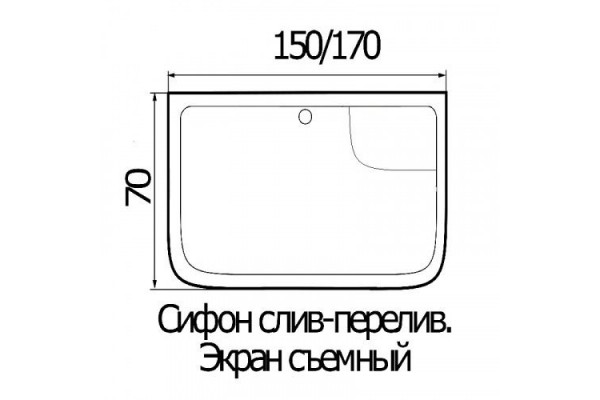 Акриловая ванна River Sena 150x70 прямоугольная, пристенная, с антискользящим покрытием