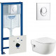 Комплект Система инсталляции для унитазов Grohe Rapid SL 38750001 4 в 1 с кнопкой смыва + Крышка-сиденье Roca Meridian 8012A2004 с микролифтом, петли хром + Унитаз подвесной Roca Meridian 346247000, цвет белый, бачок 3/6 л