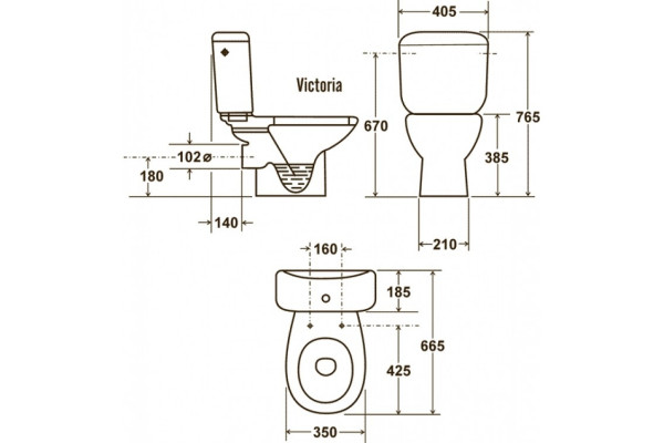 Унитаз напольный Roca Victoria  белый, овальный, антивсплеск, 37x66.5 см
