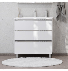 Тумба с раковиной Roca The Gap 80, 3 ящика, белый глянец, подвесная, с доводчиками