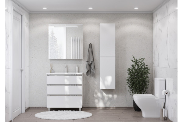 Тумба с раковиной Roca The Gap 80, 3 ящика, белый глянец, подвесная, с доводчиками