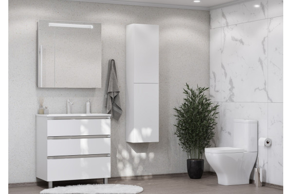 Тумба с раковиной Roca The Gap 80, 3 ящика, белый глянец, подвесная, с доводчиками
