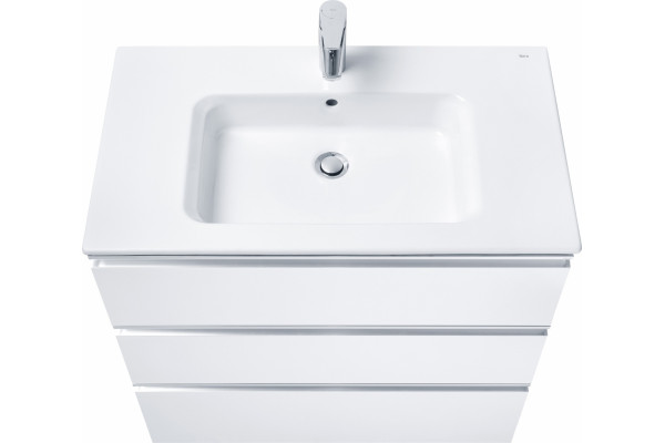 Тумба с раковиной Roca The Gap 80, 3 ящика, белый глянец, подвесная, с доводчиками