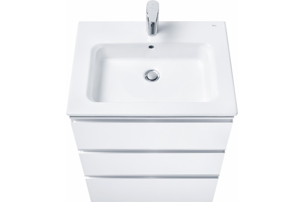 Тумба с раковиной Roca The Gap 60, 3 ящика, белый глянец, подвесная, с доводчиками