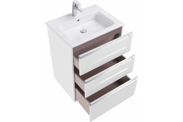 Тумба с раковиной Roca The Gap 60, 3 ящика, белый глянец, подвесная, с доводчиками